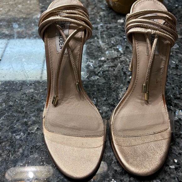 COPY - Steve Madden Lyla Rose Gold Leather Lucite Lace-Up Heels size 7.5 - Picture 2 of 8